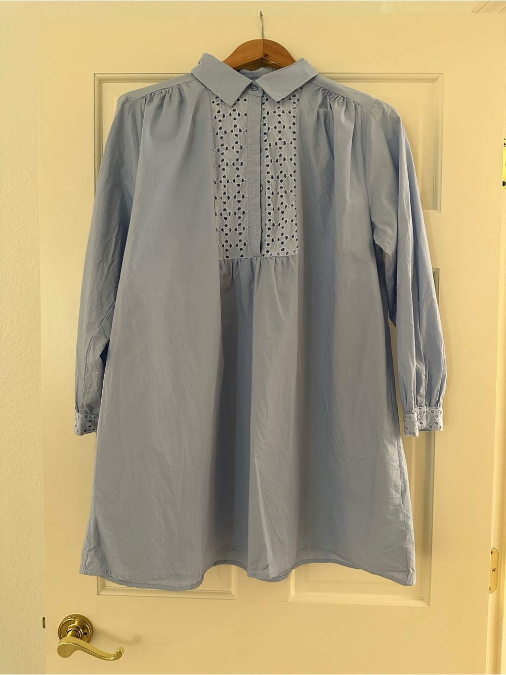 Deluc Light Blue Eyelet Front Tunic